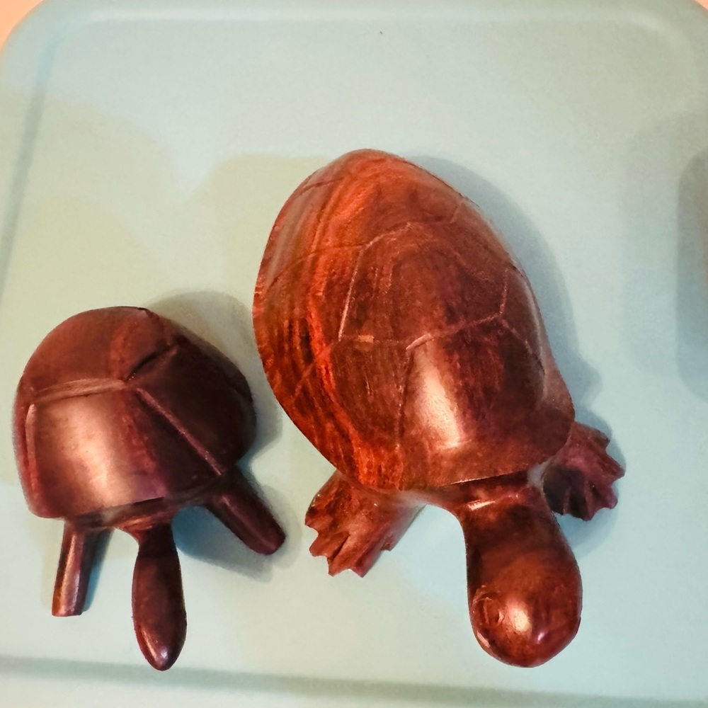 Handcrafted Wooden Turtle Figurines